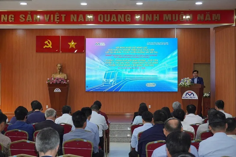 Ban Quản lý đường sắt đô thị TP.HCM đã tổ chức hội nghị khảo sát năng lực nhà thầu tư vấn trong nước và quốc tế để gấp rút triển khai các tuyến metro vào ngày 6/3/2026. (Ảnh: BQL Đường sắt đô thị TP.HCM)