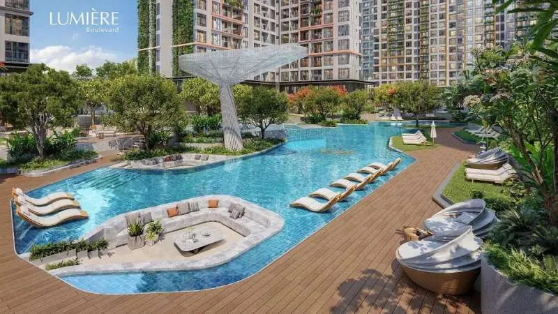 Hồ bơi phi thuyền vượt chuẩn Olympic tại Lumière Boulevard giúp tái tạo năng lượng.
