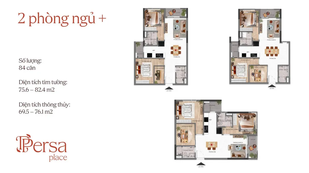 layout thiết kế 2 phòng ngủ +