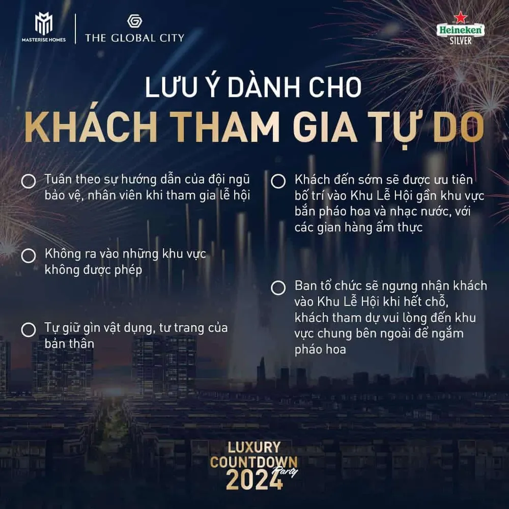 Lưu ý giành cho khách hàng tham gia tự do Luxury Countdown Party 2024.