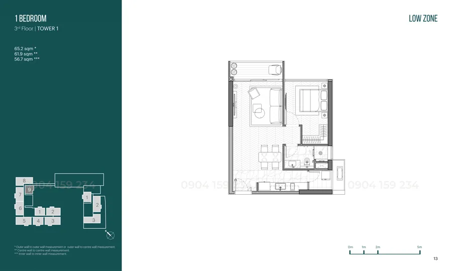 mat bang can ho 1 phong ngu du an Narra Residences Empire City