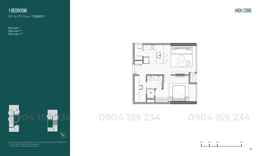 mat bang can ho 1 phong ngu du an Narra Residences Empire City