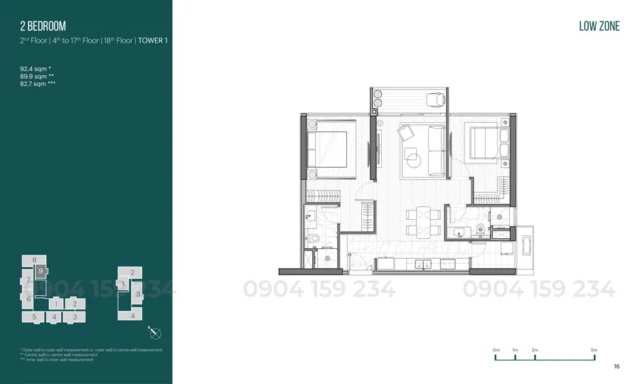 mat bang can ho 2 phong ngu du an Narra Residences Empire City