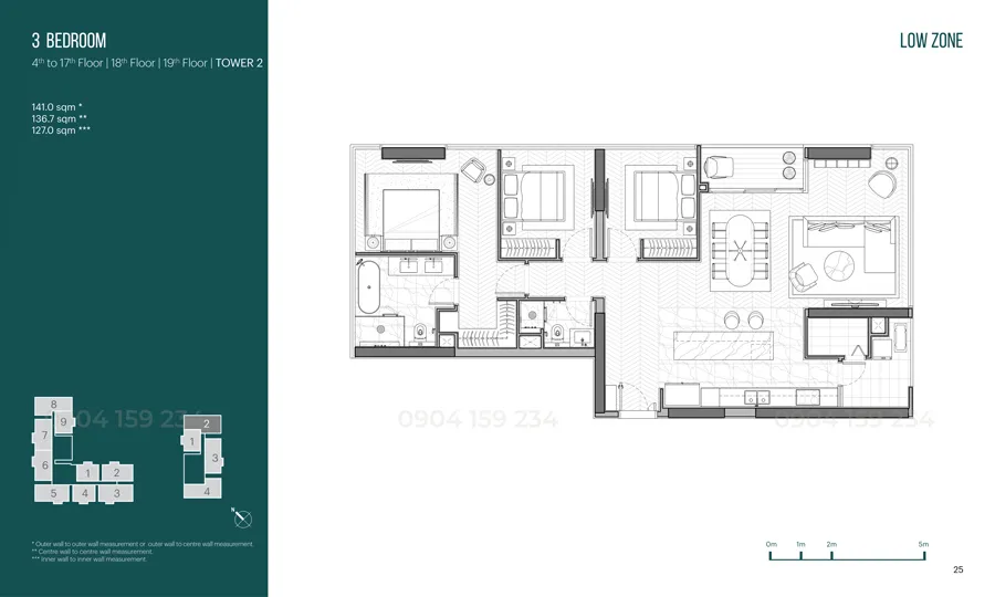 mat bang can ho 3 phong ngu du an Narra Residences Empire City