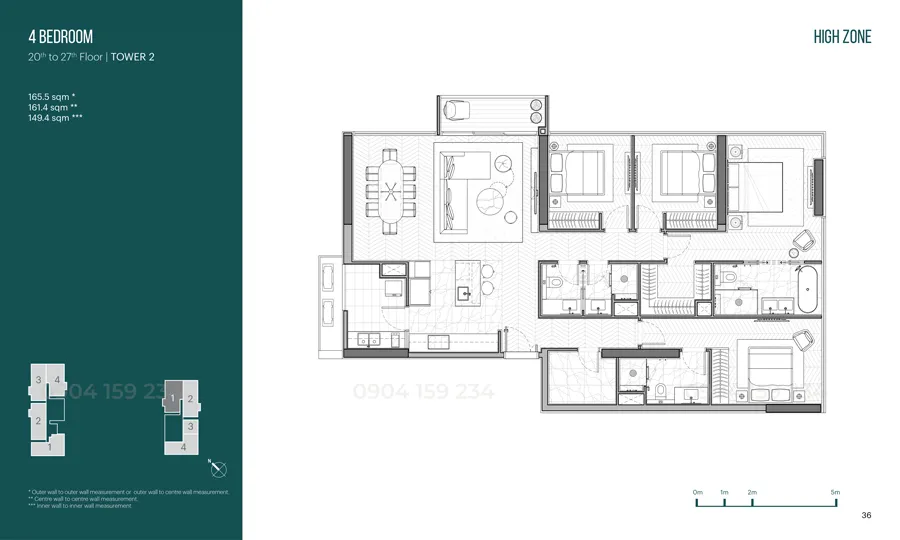 mat bang can ho 4 phong ngu du an Narra Residences Empire City