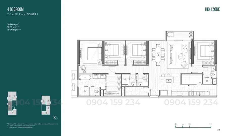 mat bang can ho 4 phong ngu du an Narra Residences Empire City