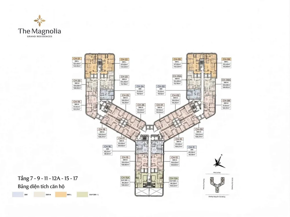 mặt bằng dự án the magnolia private residences long biên
