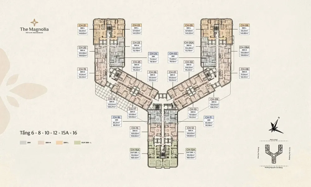 mặt bằng dự án the magnolia private residences long biên