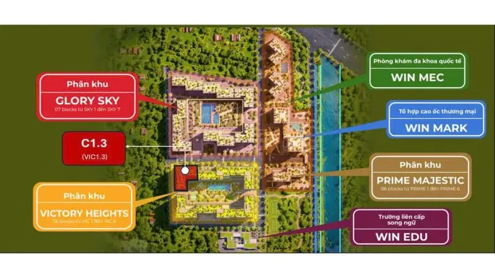 Mặt bằng và tầm view căn hộ tòa C1.3 The Win City