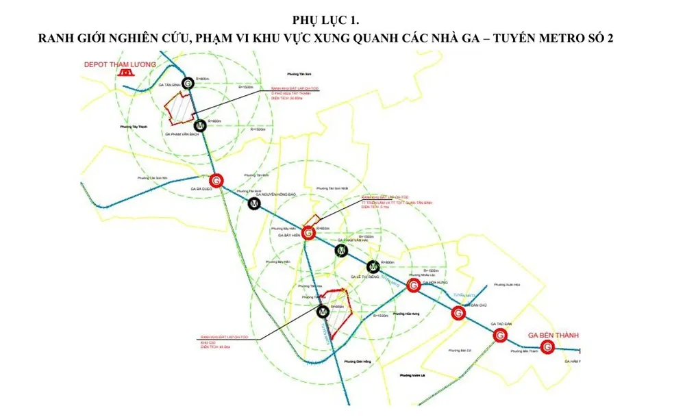 TP.HCM công bố phạm vi nghiên cứu, kế hoạch tổ chức lập quy hoạch các khu vực TOD tập trung vào các khu vực xung quanh 12 nhà ga của tuyến Metro số 2