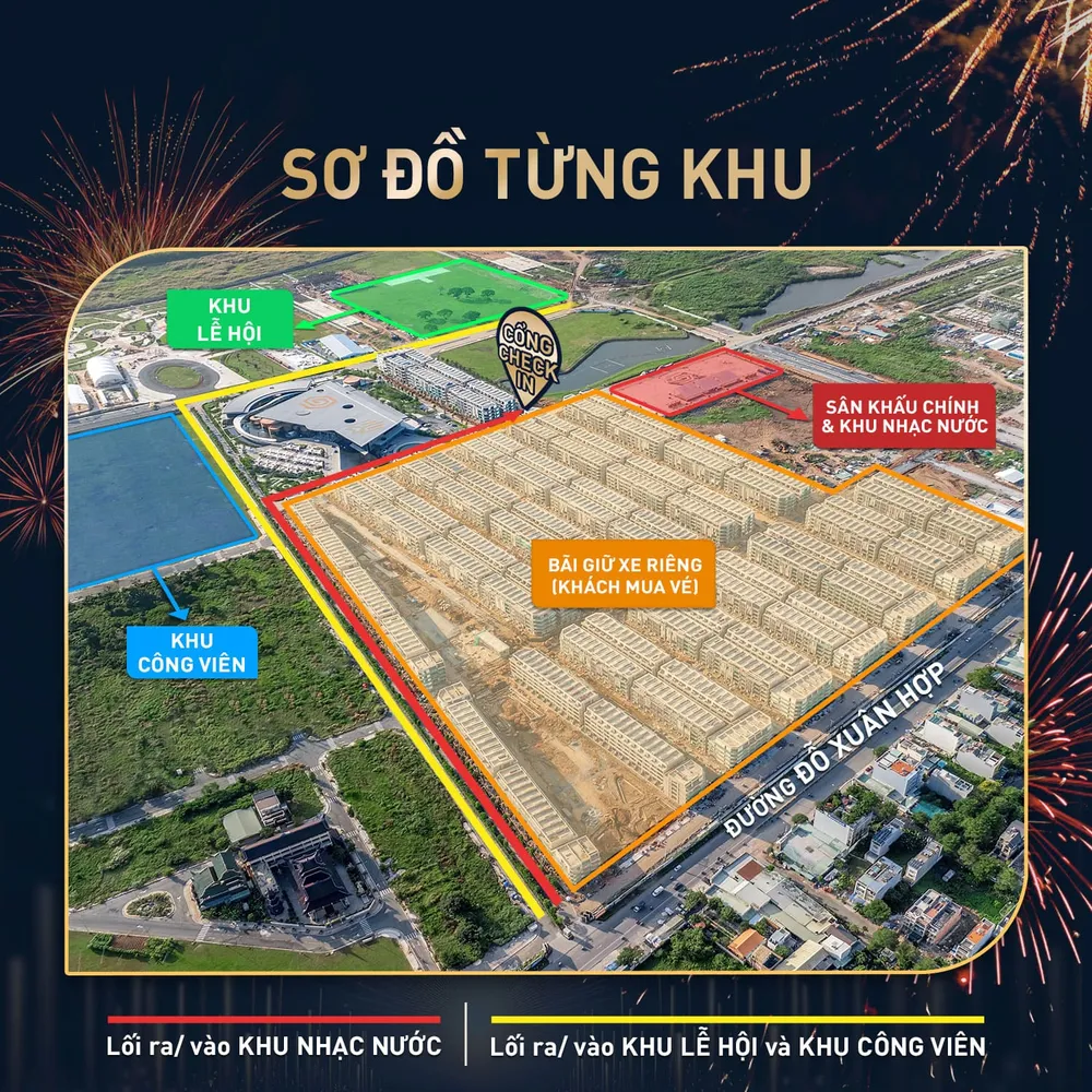 Sơ đồ từng phân khu tại Luxury Countdown Party 2024.