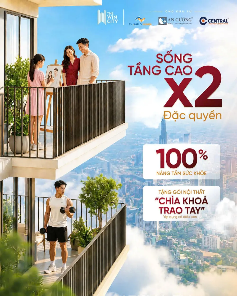 Chính sách ưu đãi đặc quyền nhân hai áp dụng cho căn hộ tầng cao tại The Win City