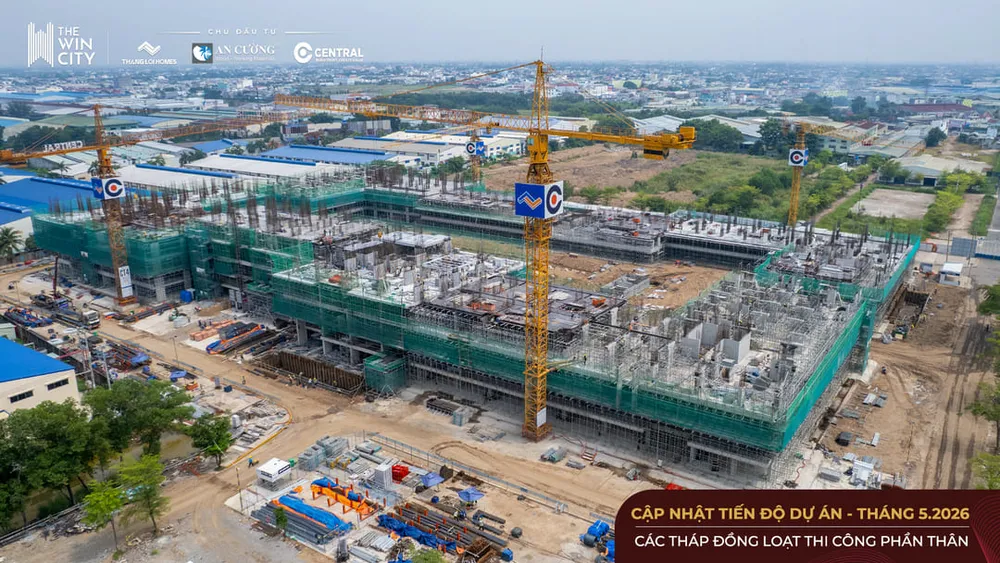 Tiến độ thi công phần khối đế và kết cấu thân các tòa tháp VIC 1 dự án The Win City