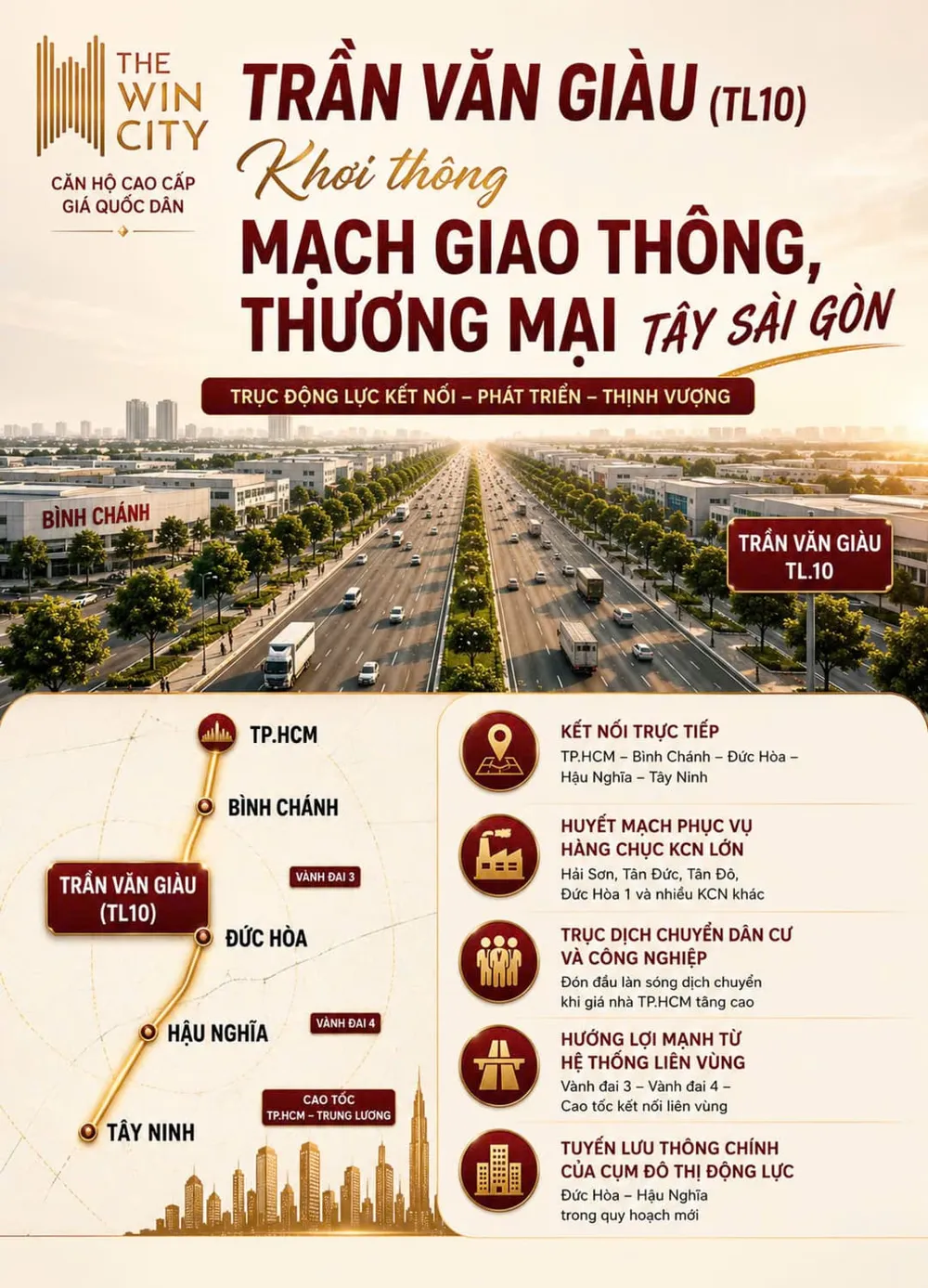 Trục đường Trần Văn Giàu rộng thoáng kết nối dự án thẳng về trung tâm TP.HCM