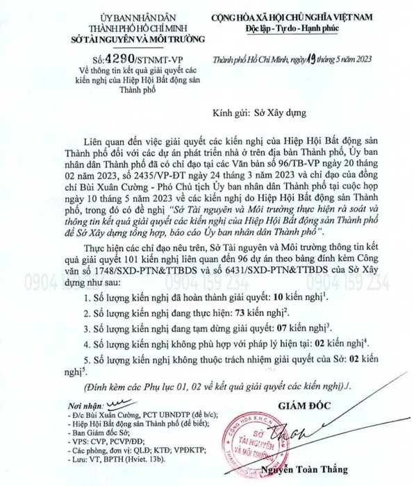Van ban phap ly lien quan den tien do narra residences