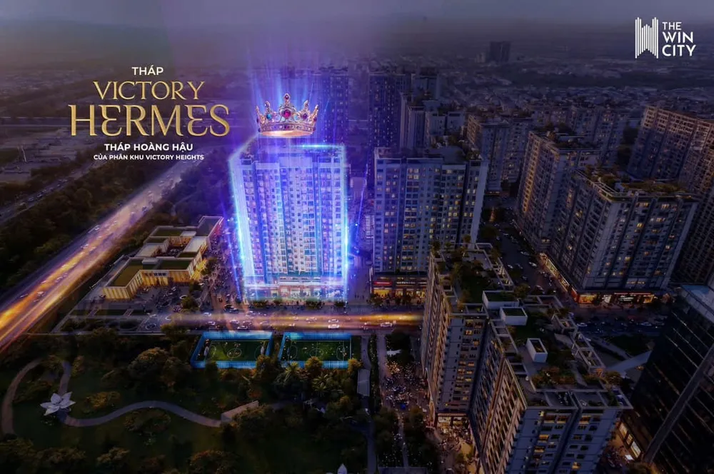 Phối cảnh tổng thể tòa tháp Victory Hermes tháp hoa hậu tại dự án