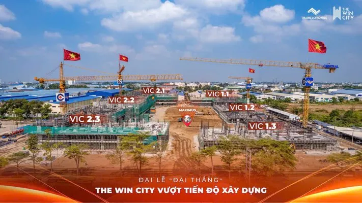 Toàn cảnh công trường dự án The Win City tháng 4 năm 2026