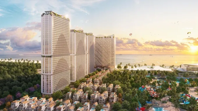 Phối cảnh các tòa tháp nằm cạnh công viên nước Sun World 15 ha. Ảnh: Sun Group