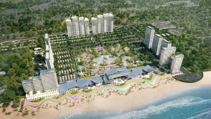 Các tòa tháp Blanca nằm giữa trục phố thị sôi động và biển Bãi Sau. Ảnh: Sun Group